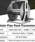 Robust Bad Boy Stainless Steel Wall Mount Garden Hose Reel With Smooth Hand Crank For Heavy Duty 40 Meter Hose Storage and Sick Car Washing Or Outdoor Cleanup Jobs, showing a sturdy aluminum alloy water pipe rack.