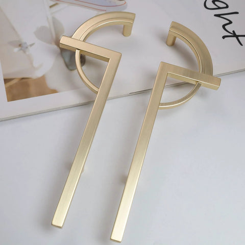 Gold Brushed Half Moon Cabinet Pulls 7.17 Inch Long 1.97 Inch Wide 0.98 Inch High With 5.04 Inch Center Mounting Hole Distance