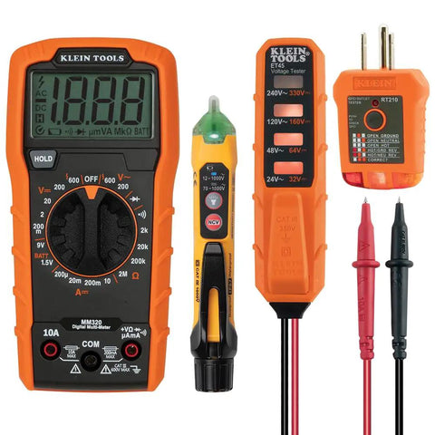 Digital Multimeter Electrical Test Kit with Non Contact Voltage Tester and Receptacle Tester for DIYers 600V AC DC 10A DC
