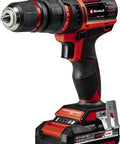 Rock Solid 18V Cordless Drill Driver With Kickass 45 Nm Torque And Smooth Two Speed Gearing Includes Dual 2.0 Ah Batteries Quick Charger Plus Full 22 Piece Accessory Kit For Heavy Duty Jobs And Weekend DIY Renovations side view of a cordless drill with dual battery and adjustable settings.