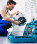 Technician installing Washer Inlet Water Valve Replacement For Whirlpool Washers Replaces W10239900 And W10513404 W10247306