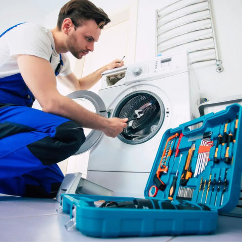 Technician installing Washer Inlet Water Valve Replacement For Whirlpool Washers Replaces W10239900 And W10513404 W10247306