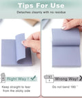Tips for using 3x3 Inch Sticky Notes 8 Pads Per Pack Dope Vintage Colors Self Stick Super Sticky Self Adhesive Notes, correct tearing method shown.