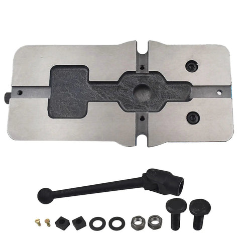 Heavy Duty Angle Fixed Flat Jaw Pliers 3 X 2.95 Inch Built From Solid Cast Iron, mounted metal plate with hardware.
