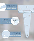5 Inch Gate T Strap Hinges Zinc Plated Heavy Duty With Screws Pack Of 10 For Sheds Storage Gates And Barns Durable Steel Construction