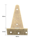 Vintage T-Shape Metal Cabinet Hinges 4 Pack With Screws, Antique Bronze Finish, 80mm length