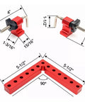Right Angle Clamp 90 Degree Holder For Woodworking And Welding, Heavy Duty Corner Clamp showing dimensions and aluminum alloy material