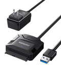 SATA To USB 3.0 External Drive Adapter Cable For 3.5 And 2.5 Inch SSD HDD, UASP Enabled, with 12V Power Adapter