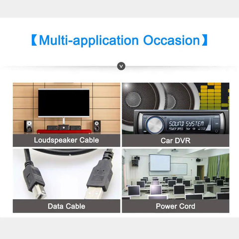Image shows multi-application uses for 12 Pack RFI EMI Noise Suppressor Cable Clips With Clip On Ferrite Ring Core Filters For 5mm Cables Black