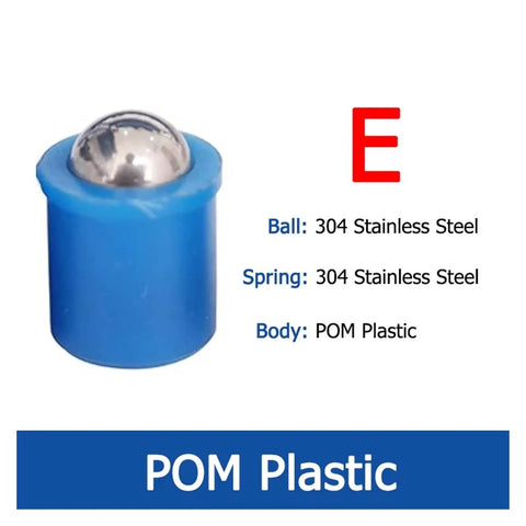 Top Tier Pom Plastic Ball Plungers Bring Hella Reliable Spring Press Force For Snap Tight Push Fit Mounting On Auto Trim Panels And Heavy Machinery Fixtures, featuring blue POM plastic body and stainless steel ball.