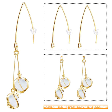 40Pcs Stainless Steel Earring Hooks Hypoallergenic V Shaped Ear Wires And 40Pcs Clear Bullet Earring Backs For DIY Dangle Earrings