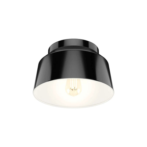 Matte Black Flush Mount Ceiling Light With Bell Shade, Dimmable, Modern Design, Medium Size For Bedrooms Kitchens Foyers Bathrooms And Living Areas, Durable Steel Construction, 19023