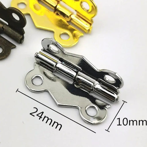 20 Pack Small Cabinet Door Hinges For Furniture Upgrade Heavy Duty Drawer Mounting Braces in chrome finish showing 24mm size