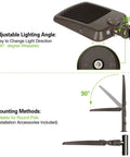 Total Game Changer Dusk To Dawn Led Parking Lot Light adjustable lighting angle and mounting methods for round pole installation.