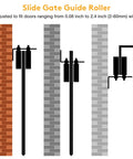 Illustration of 6 Inch Heavy Duty Beefed Up Sliding Gate Roller Kit With L Bracket Universal Adjustable Gate Rollers in use