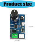 Straight Up Dual Channel SG90 Servo Control Motor Driver Board For Pluggable Robot Arm Projects And Smooth RC Steering Gear Debugging Setup Game Changer, top view with knob, dimensions 4.7cm x 3cm.