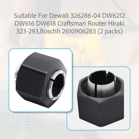 Half Inch Router Collet And Nut Replacement For DW6212 DW618 DW616 Routers Twelve Point Seven Millimeter Compatible Two Pack