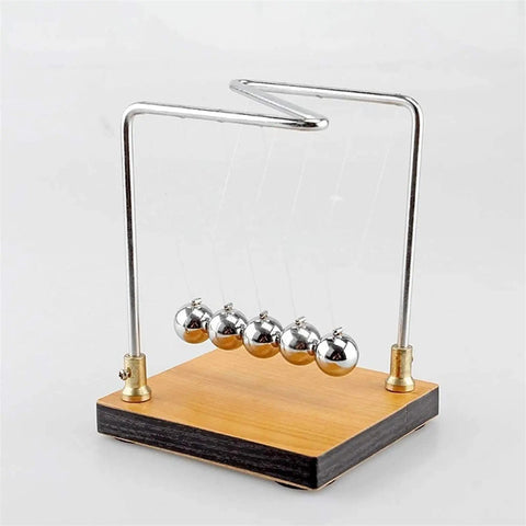 Hands On Newton Collision Ball Pendulum Lab Kit For Momentum And Kinetic Energy Conservation, metal balls on wood base