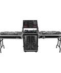 14U PA DJ Rack Heavy Duty Mobile Audio Equipment Cabinet with solid plywood build and rugged steel frame, set up with DJ gear.
