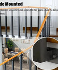 Side view of 25 Pack Side Mount Stair Railing Spindles 43 Inch installation for balcony with clear screw attachment details.