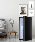 Compact 3.2 Cu Ft Upright Mini Freezer With Smooth Glide Shelves For Stashing Frozen Meats And Beverages In Tight Squeeze Apartments Or Offices Without Any Fuss Or Hassle in modern living room decor.
