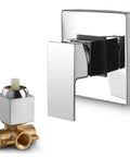 Wall Mount Shower Mixing Valve Kit With Durable Brass Body, Polished Chrome Trim, Rough-In Valve, And Single Handle Control