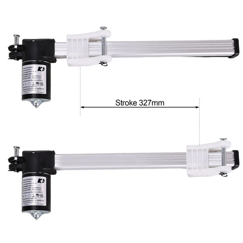 Beefy KDPT007 470 Linear Actuator with 327mm stroke for recliners and bed frames, showing connectors and max load capability