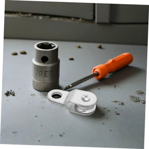 12 Pack Bearing Rope Pulley Block Kit For 6mm Rope And Cable, Aluminum Coated Zinc Lightweight Guide Roller With Swivel Bearing, A Must Have Gear For Outdoor Adventures And Home Organization: silver pulley block with screwdriver