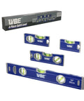 Top Notch 4 Piece Torpedo Level Set Featuring Knockout Accuracy Including 16 7 5 4 Inch Heavy Duty Aluminum Magnetic Spirit Levels for no sweat DIY builds, showing 4 levels.