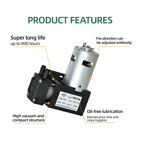 Heavy-Duty 40L/min Diaphragm Vacuum Pump With -85kPa Negative Pressure For Robust Industrial Fluid Transfer And Lab Applications Featuring Durable Construction And Powerful Suction Power