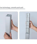 Heavy Duty 50 Inch Drawer Slides With Full Extension Soft Close Dampers And Silent Wheels Thickened Steel Ball Bearing Cabinet Tracks That Move Smooth As Butter shown from different angles, highlighting smooth push-pull feature.