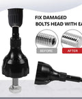 Heavy Duty External Chamfer Deburring Tool With Three Razor Sharp Tungsten Carbide Blades And Quick Change Hex Shank fixing damaged bolt head.