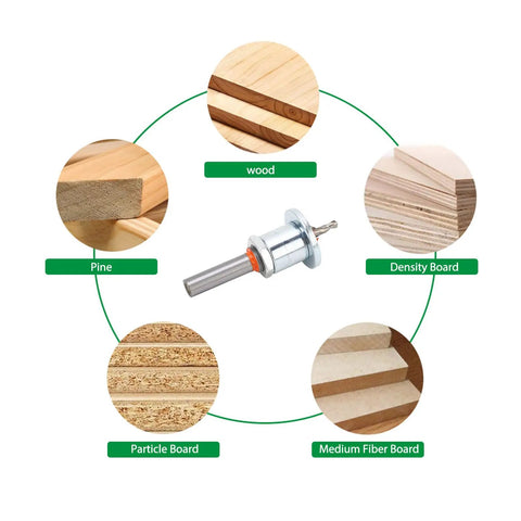 Tough As Nails Countersink Drill Bit Set With Adjustable Depth and Built In Stop for precise drilling in various wood types.