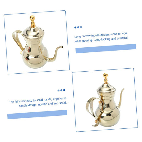 Arabic Coffee Pot Hand Drip Kettle For Manual Coffee Maker Turkish Style Pour Over Brewer with Long Anti Drip Spout