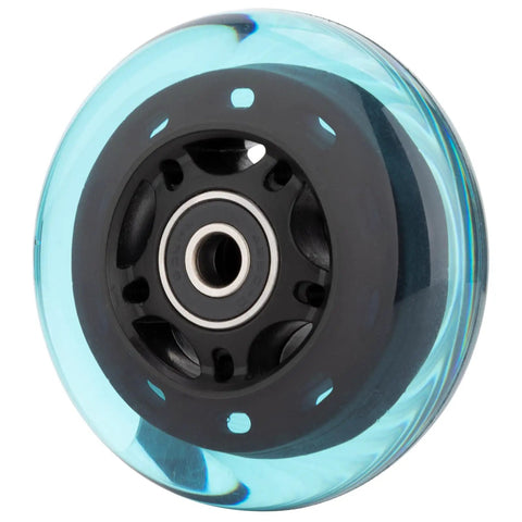 Dope Inline Skate Replacement Wheels Set 64mm To 90mm Diameters in blue, close-up of a single wheel with ABEC 9 bearing.