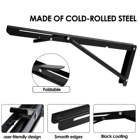 Heavy Duty Folding Shelf Brackets For Wall Mounts And Benches Collapsible Metal Support Brackets For Tools Books And Decor