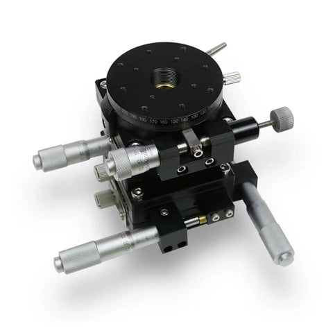 Motorized Rotary Positioning Stage With Extended Stroke XYZRG60R Four Axis Rotary Table LT60R showing precision knobs
