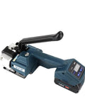 Portable Electric Strapping Machine With Two Batteries For PP PET Band Belt Packing Tools, handheld design with digital display.