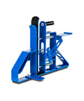Hands Free Solid Steel Door Clamp And Installation Stand For Pros, Heavy Duty Door Jig With Foot Operated Lift, blue side view