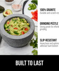 100 Percent Natural Granite Mortar And Pestle Set With Non Scratch Base Heavy Duty Unpolished Molcajete For Guacamole