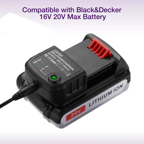 16V-20V Lithium Ion Battery Charger Replacement For 16V-20V Tool Batteries, Compatible with Black & Decker LBXR20