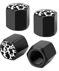 Dope Cow Print Tire Valve Stem Caps 4 Pack Aluminum Wheel Valve Covers For Cars Trucks SUVs Airtight Dust Proof Corrosion Resistant Hexagonal Design Easy Install For Everyday Use