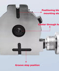 Side view of Dual Hand Manual Rotary Indexing Table For Milling Machines 10 Inch 250mm showing mounting slot and vern