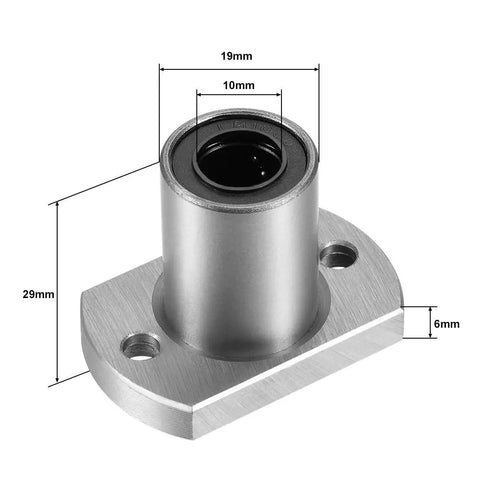 Rock Solid LMH10UU Two Side Cut Flange Linear Ball Bearing Bushing with 10mm bore, 19mm OD, 29mm length, chromium steel build.