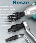 Impact socket adapter with drill and wrench conversion tools, 2 Pack Impact Socket Adapter And Reducer Set 1/2 To 3/8 Drive