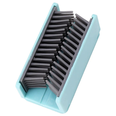 Reusable Silicone Hair Catcher Avoid Clogging Bathtub Drain in teal and gray, designed to trap hair effectively.