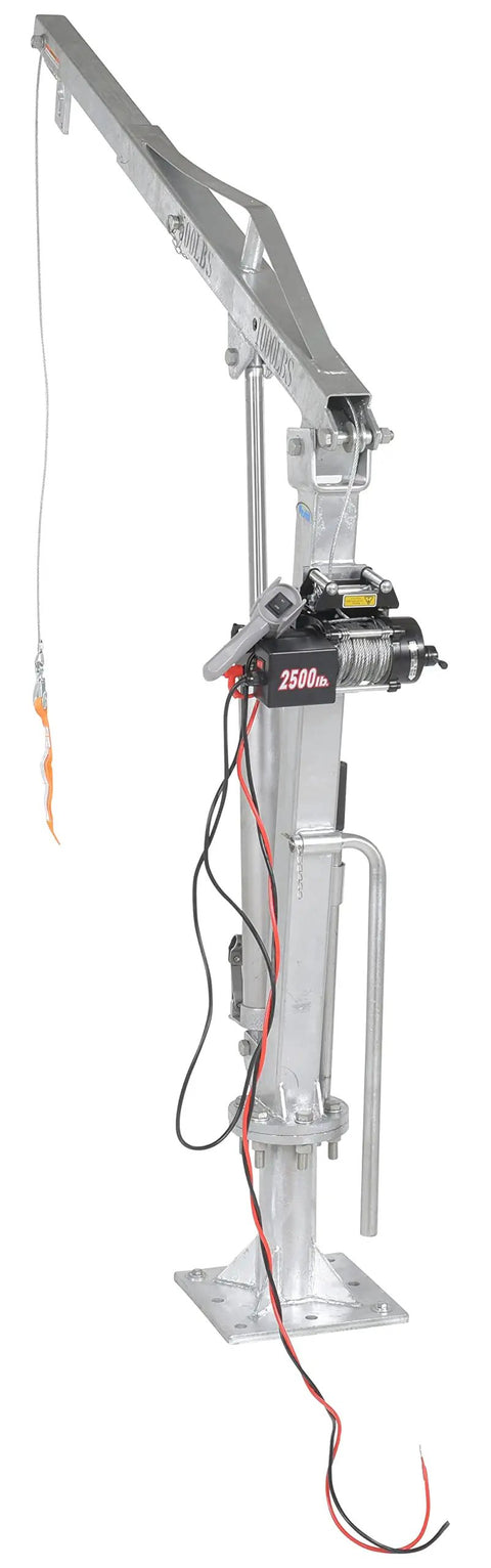 Professional Grade Heavy Duty Winch Operated Truck Jib Crane Built Solid Galvanized Steel Finish For Shop Floors with 2500 lbs winch