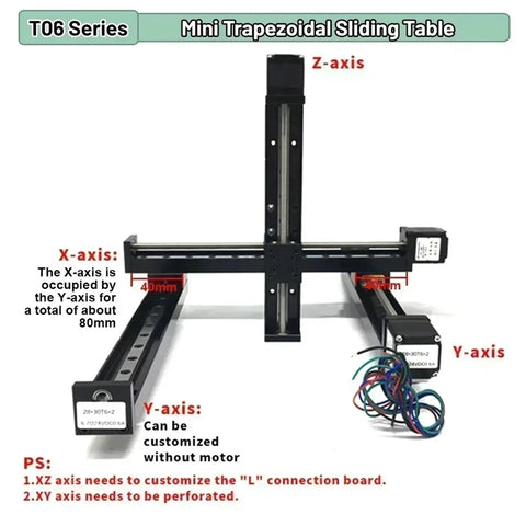 Precision XYZ Axis Linear Guide Rail Motorized Stage With Auto-Lock Feature And Smooth Stepper Drive Kit For 300mm Sliding Table Setup, T06 Series