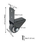 Two Pack Universal Right Angle Fixed Casters 1.5 Inch Wheels Black for Luggage Trolleys Bags and Speaker Carts Durable Plastic and Metal