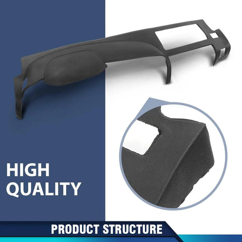 Side view of black TPE dash cover panel for Chevy Silverado/GMC Sierra dual-glovebox dash bezel (2007–2013).